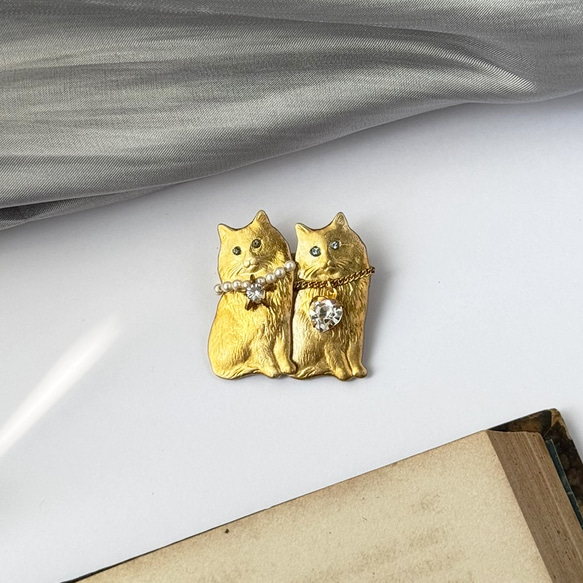 古布　ねこさんブローチ　2個 ハンドメイド 刺繍ブローチ 黒猫さん｜Yahoo!フリマ（旧PayPay