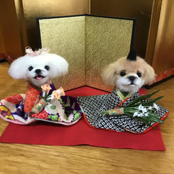 ぬいぐるみのような羊毛フェルトのトイプードル（レッド） 羊毛