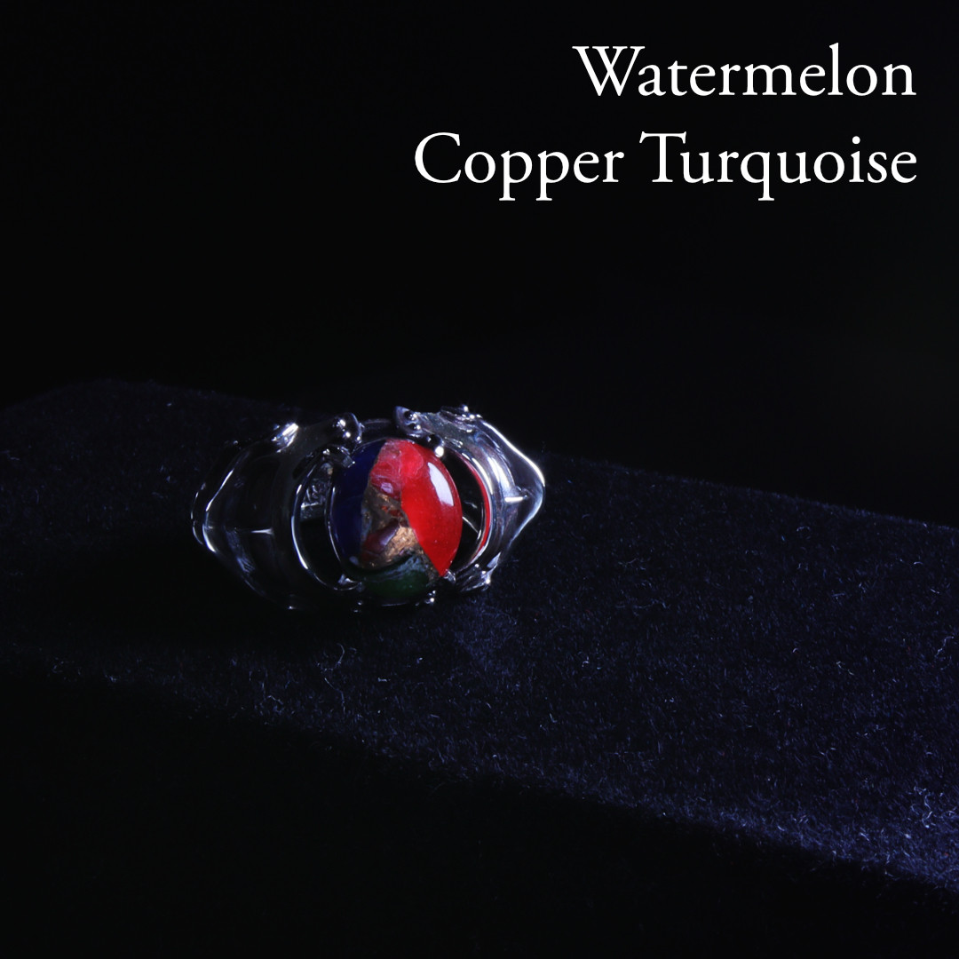 選べる！ウォーターメロン モハベ　コッパーターコイズリング