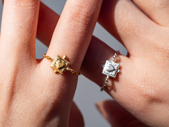 ハートリング❤︎heart chain ring/送料無料 1枚目の画像