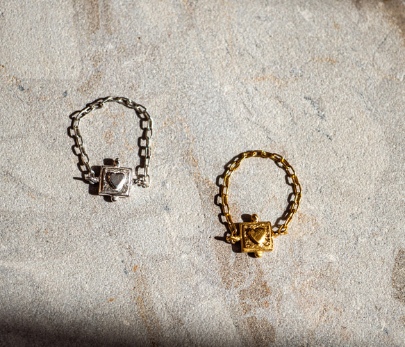 ハートリング❤︎heart chain ring/送料無料 3枚目の画像