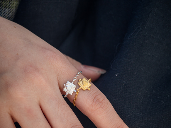 ハートリング❤︎heart chain ring/送料無料 2枚目の画像