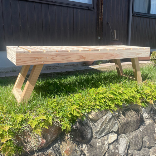 欅一枚板ベンチ　折りたたみベンチ 欅一枚板ベンチ 折りたたみベンチ