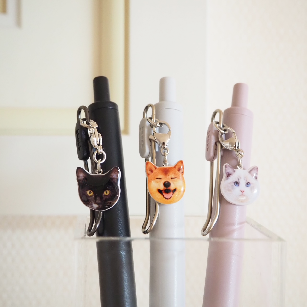 うちの子ボールペン お顔のチャーム》ペット 家族 犬 猫 鳥