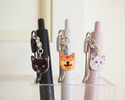 うちの子ボールペン お顔のチャーム》ペット 家族 犬 猫 鳥 オーダー