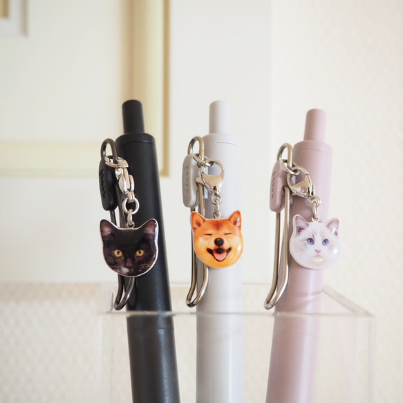 うちの子ボールペン お顔のチャーム》ペット 家族 犬 猫 鳥 オーダー