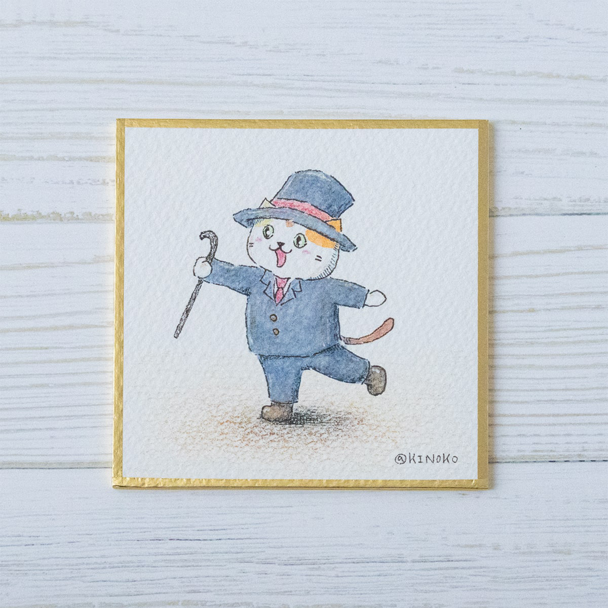 初売り 福袋 猫 色紙 原画 絵画