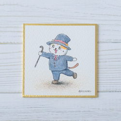 【原画】『森を出る太古の戦士』（猫の絵　猫グッズ　苔　パステル画） 原画】『森を出る太古の戦士』（猫の絵 猫グッズ 苔 パステル画）