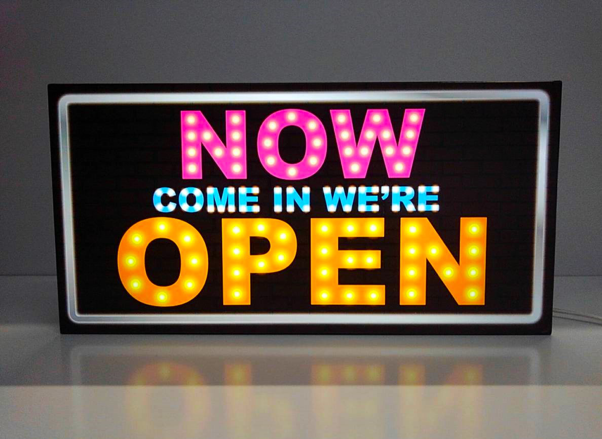【3Lサイズ】オープン OPEN 営業中 開店 いらっしゃいませ 店舗 屋台 イベント 看板 置物 雑貨 ライトBOX
