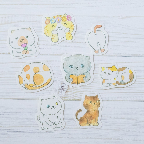 ゆるかわにゃんこ フレークシール 8種類セット / グッズ フレーク