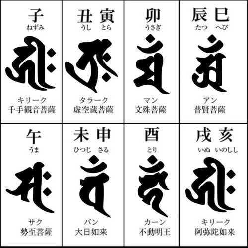 梵字【ウン 阿閃来丸003】 ステッカーお得2枚セット 《カラー