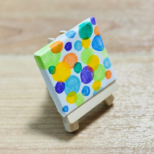 5cm】ふんわり水玉 キャンバスアート カラフル アクリル絵の具 ※運気