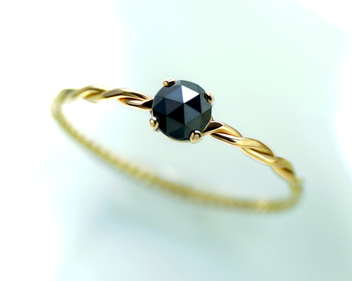 14kgf ブラックダイヤモンド ハーフインフィニティ リング 天然石