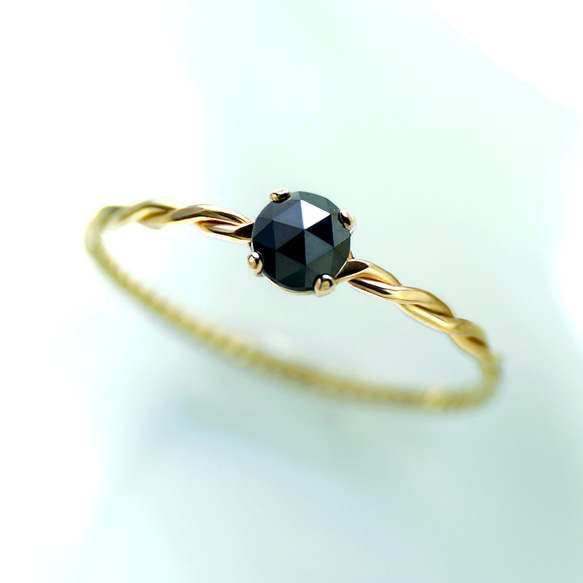 14kgf ブラックダイヤモンド ハーフインフィニティ リング 天然石