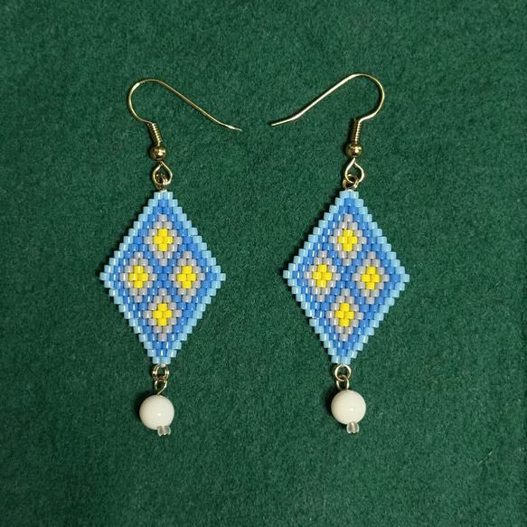 ひし形ビーズピアス/イヤリング BB-CカラーシリーズB ピアス（フック