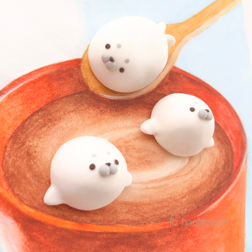 アザラシのマシュマロココア(原画) イラスト liz 通販 18871187