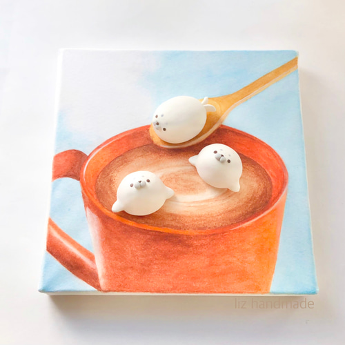 アザラシのマシュマロココア(原画) イラスト liz 通販 18871187