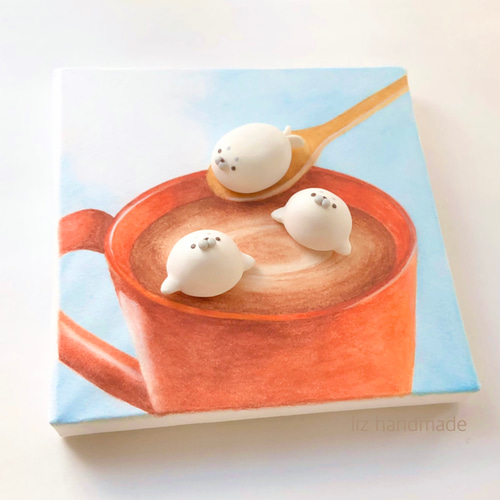 アザラシのマシュマロココア(原画) イラスト liz 通販 18871187