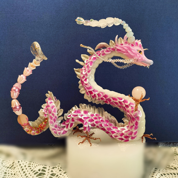 ハンドメイド 水晶と龍　アートオブジェ　龍の置物 最新ハンドメイド・手芸 - ハンドメイド 水晶と龍 アート