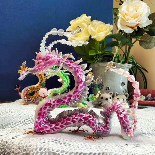 ピンクオパールの龍　縁起物 オブジェ ピンクオパールの龍 縁起物 オブジェ 龍の置物 - メルカリ