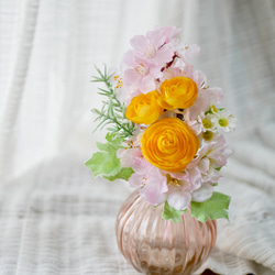 「仏花」「インテリア」桜・ラナンキュラスのミニ花束【春】＜アーティフィシャルフラワー＞ お供え花 8枚目の画像