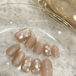 【No.044】バレンタインネイルチップ♡ツイード♡リボン♡ブラウン 7ac788b3ce346fef72bd622273cf07