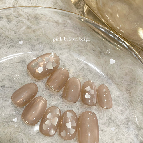 ﾈｲﾙﾁｯﾌﾟ /ハートホロ 冬/ きらきらネイルハートホロネイル ブラウン