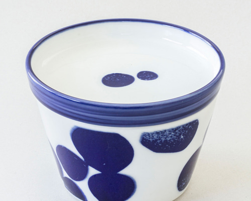 中国陶磁器　明成化　お猪口型 souzyu-en modern seriesうどん猪口 ＜川＞蓋にもなる薬味皿付き 磁器