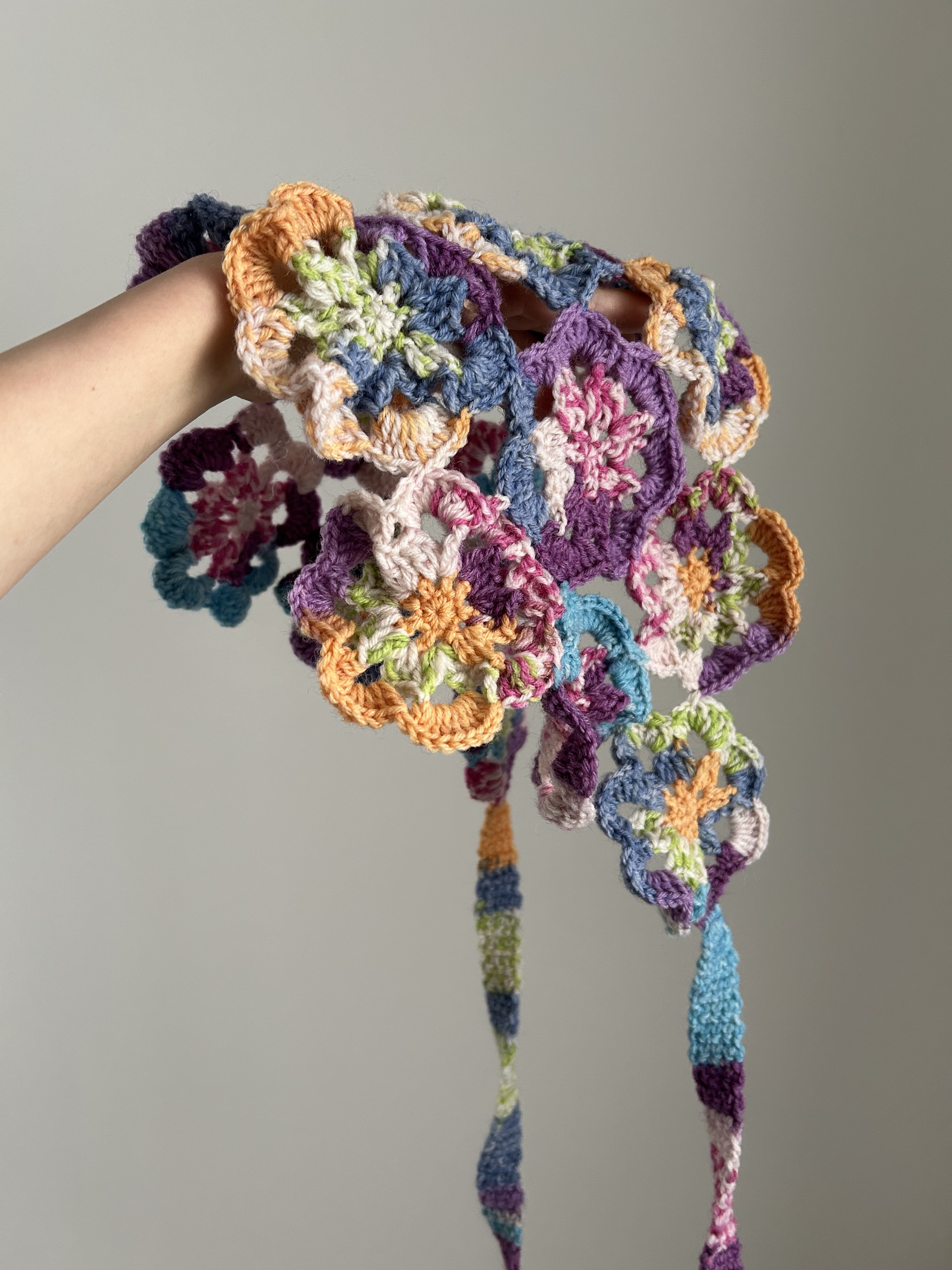 flower head scarf(purple ver)/ヘッドスカーフ　ボンネット　バブーシュカ