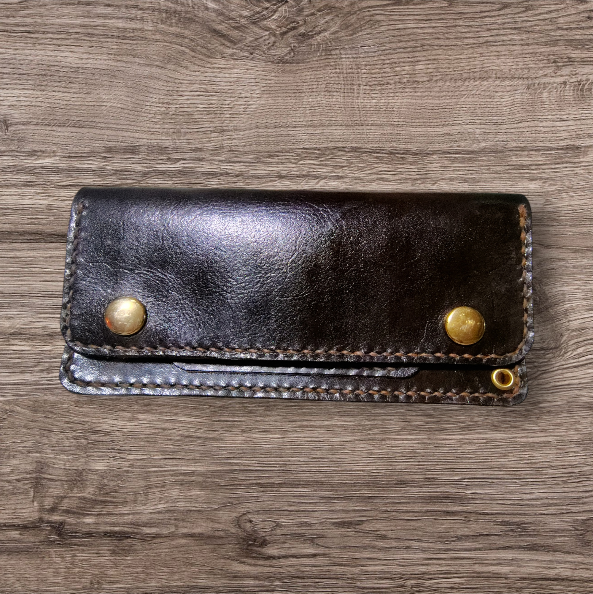 トラッカーウォレット　本革　手染め