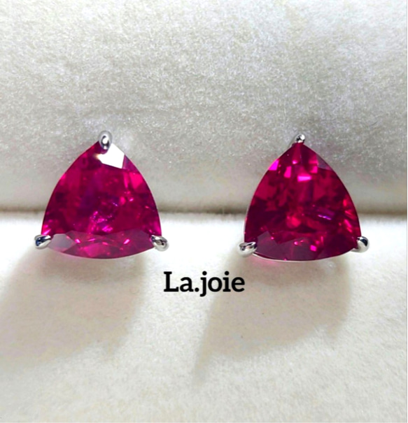 人工宝石 ルビー トリリアントカット ピアス 毛糸 LA-J jewelry 通販
