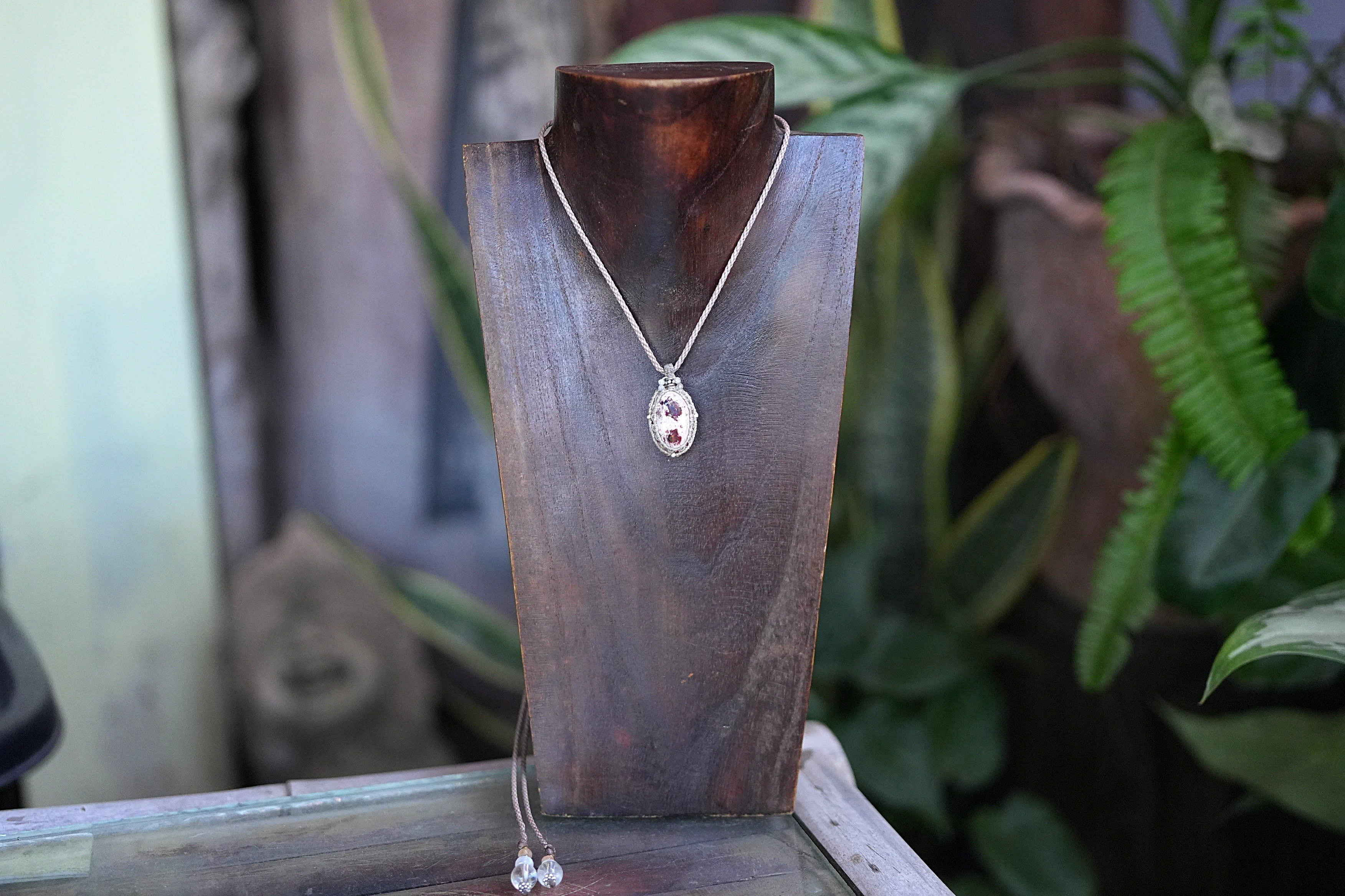 パワフル遊色効果★カンテラオパール マクラメネックレス1919