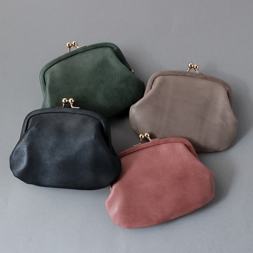 送料無料 Waxing Leather 小さい財布 ミニマム 革巻き がま口 ミニ財布