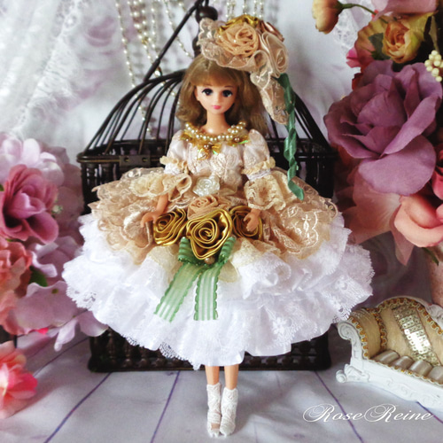 ロリータロマンス 薔薇の妖精ハニーベージュのロマンティックドールドレス豪華4P ロリータロマンス 薔薇の妖精ハニーベージュのロマンティック