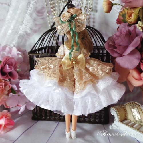 ロリータロマンス 薔薇の妖精ハニーベージュのロマンティックドールドレス豪華4P ロリータロマンス 薔薇の妖精ハニーベージュのロマンティック