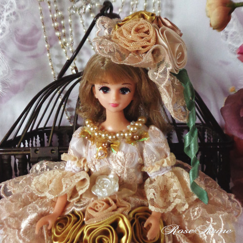 ロリータロマンス 薔薇の妖精ハニーベージュのロマンティックドールドレス豪華4P ロリータロマンス 薔薇の妖精ハニーベージュのロマンティック