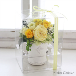 プリザーブドフラワー＜シャルロット SSサイズ＞イエロー バラ ミニアレンジ 【お祝い】 5枚目の画像