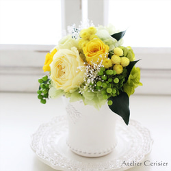 プリザーブドフラワー＜シャルロット SSサイズ＞イエロー バラ ミニアレンジ 【お祝い】 3枚目の画像