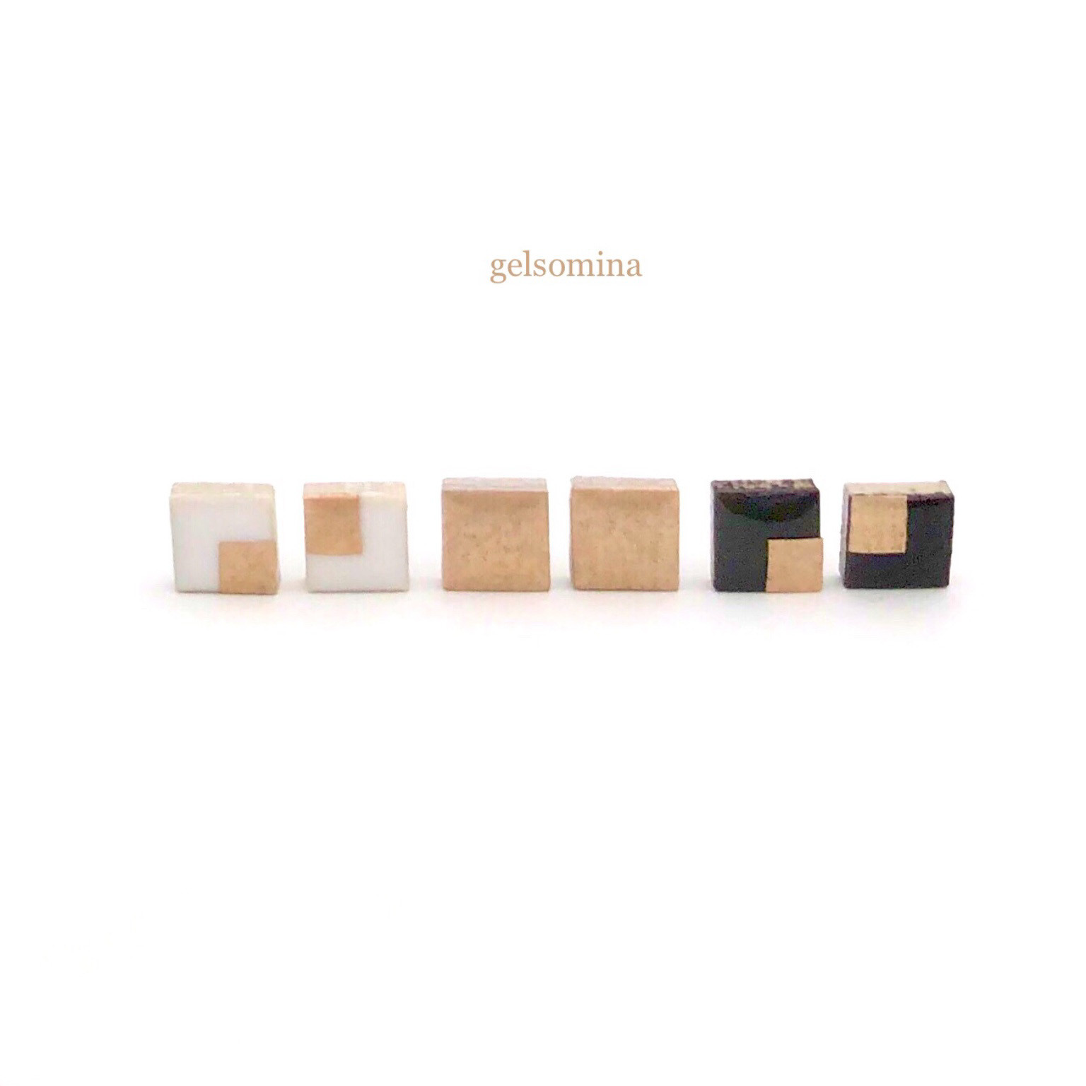 【日本製の金色和紙&モノトーンの美濃焼タイル】64way★雅 | ダイヤ★ピアス 両耳