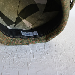 サークルベレー やわらかい手触り コットンツイード 春の足音 グリーン くるみボタン M 洗濯可 帽子 ベレー帽 9枚目の画像