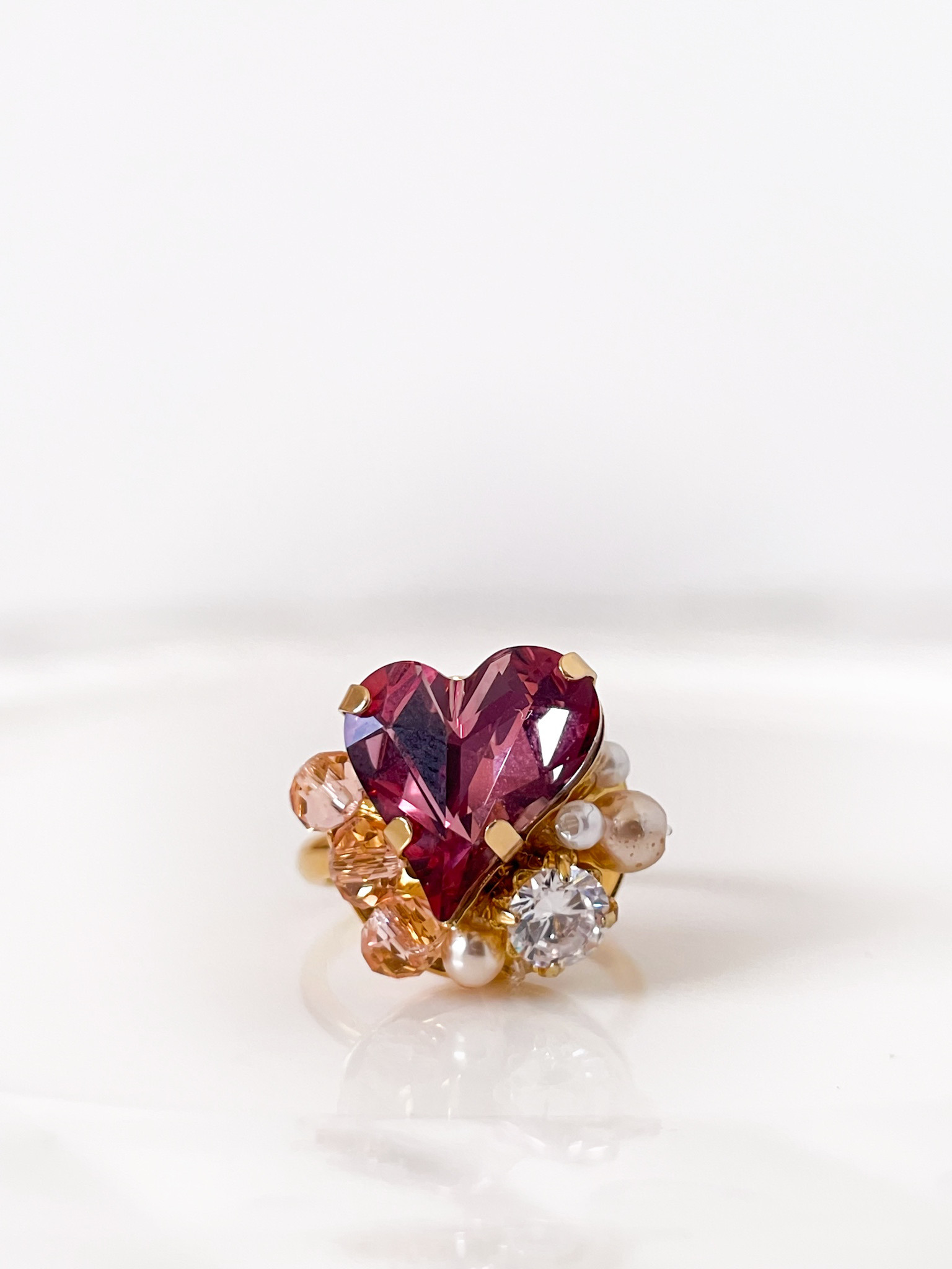 ハートとジルコニアのリング　342