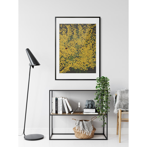 大人っぽいミモザの花】黒背景 インテリア アートポスター Étape92