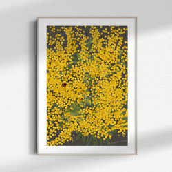大人っぽいミモザの花】黒背景 インテリア アートポスター Étape92