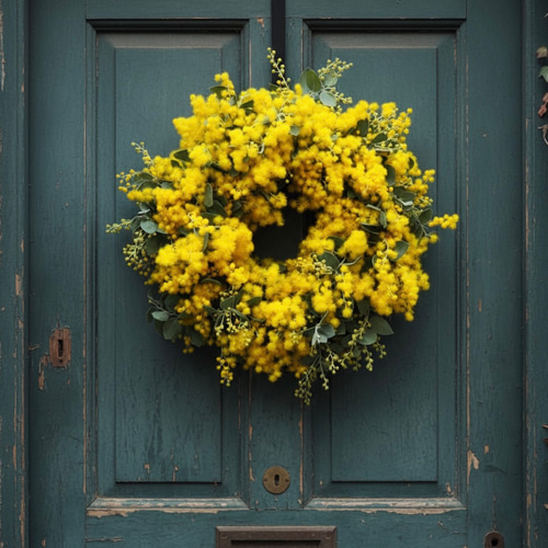 ボリュームたっぷり 大きな35cm フレッシュミモザ リース 1月より発送