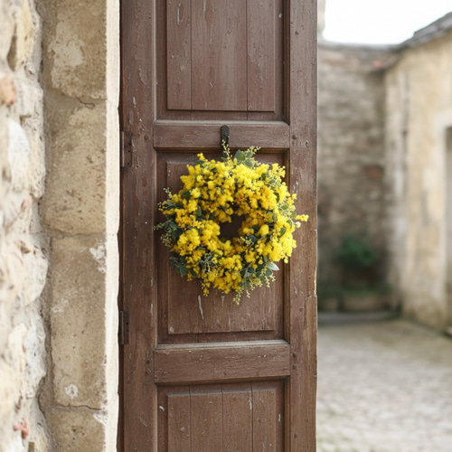 ボリュームたっぷり 大きな35cm フレッシュミモザ リース 1月より発送
