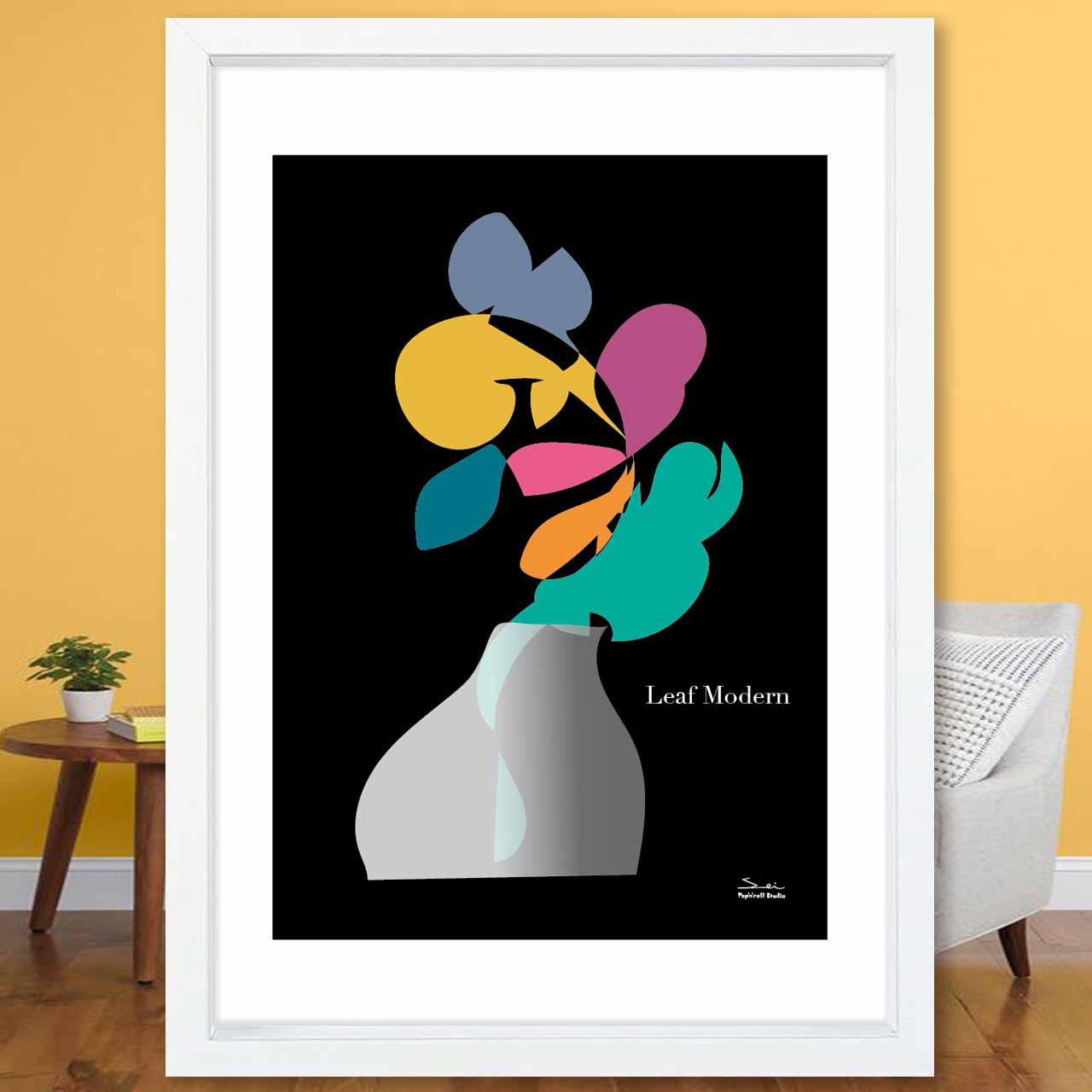 花のモダン　花　お気に入り8000件突破　イラスト　ポスター　A4〜A1　アート  アートポスター　3226