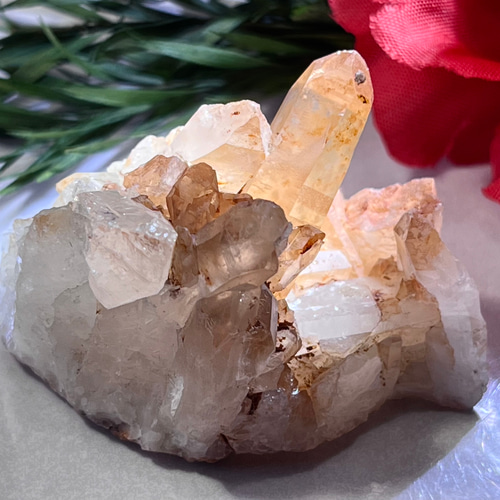 レインボー✨ タンジェリンクォーツ 原石 ラフストーン クラスター