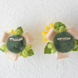 親子コーデ♪コンパクトコサージュ〈ミモザとローズ〉(透明ケース付き) 5枚目の画像