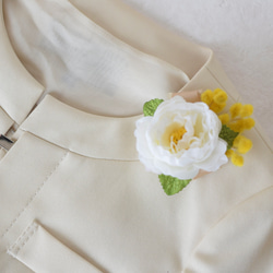 親子コーデ♪コンパクトコサージュ〈ミモザとローズ〉(透明ケース付き) 10枚目の画像