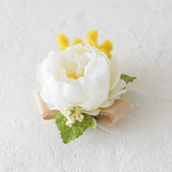 親子コーデ♪コンパクトコサージュ〈ミモザとローズ〉(透明ケース付き) 2枚目の画像